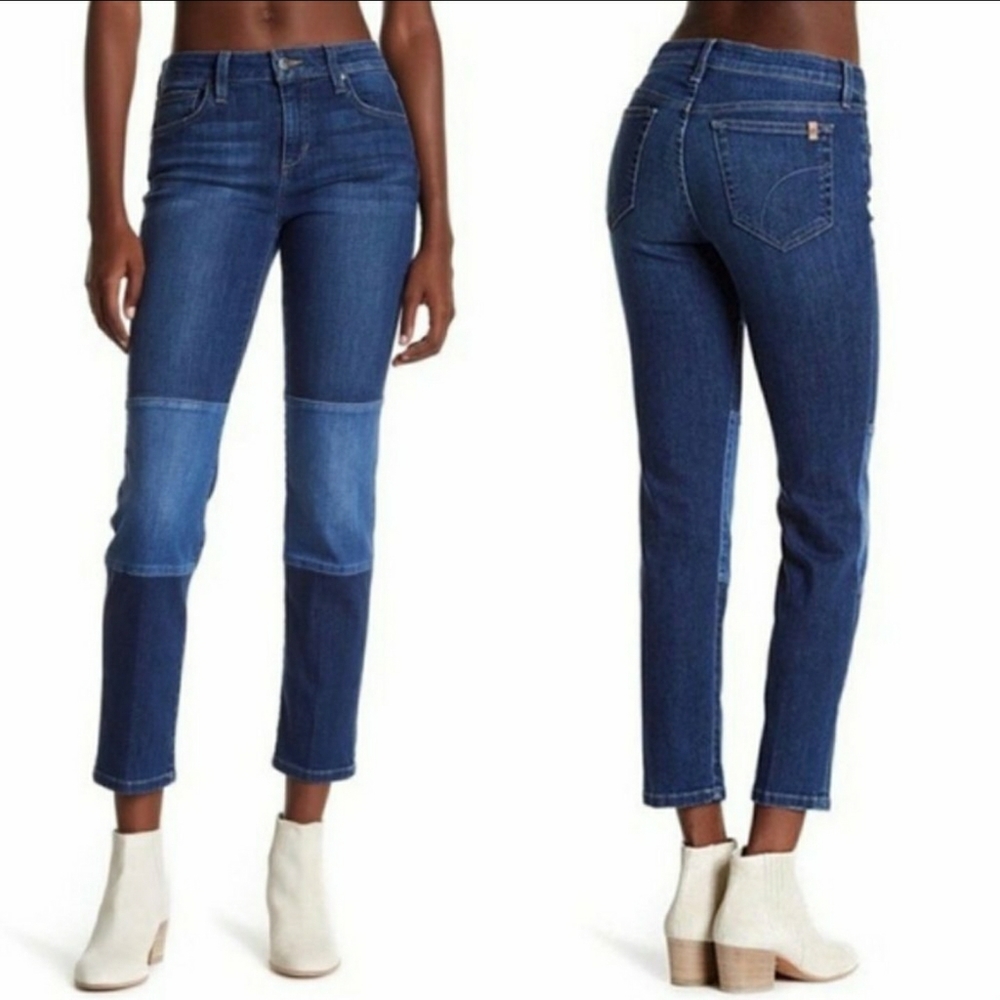 Joe's Lana Straight Ankle Cropped Patchwork Jeans 27